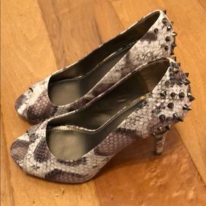 Snakeskin studded heels